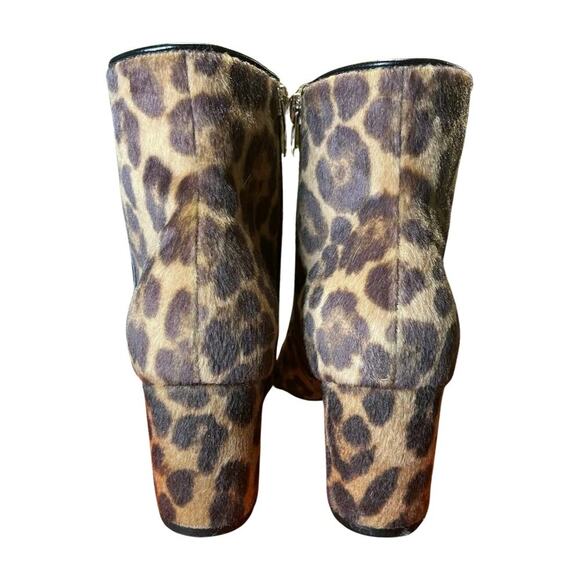 Nine West Leopard Calf Hair Bootie Sz 7.5 Pointed Toe Block Heel Mob Wife Y2K - Picture 4 of 8